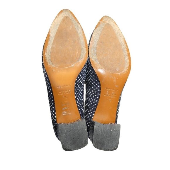 Aquatalia RARE Blue Polka Dot Textured Pasha‎ Pump Heels Size 7.5 Made in Italy - Picture 7 of 11